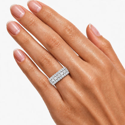 4.1 ct. T.W. Lab-Grown Diamond Round Band Wedding Ring in Sterling Silver or 14K Gold over Silver