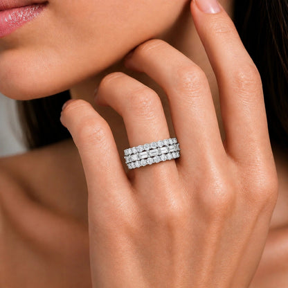 4.1 ct. T.W. Lab-Grown Diamond Round Band Wedding Ring in Sterling Silver or 14K Gold over Silver
