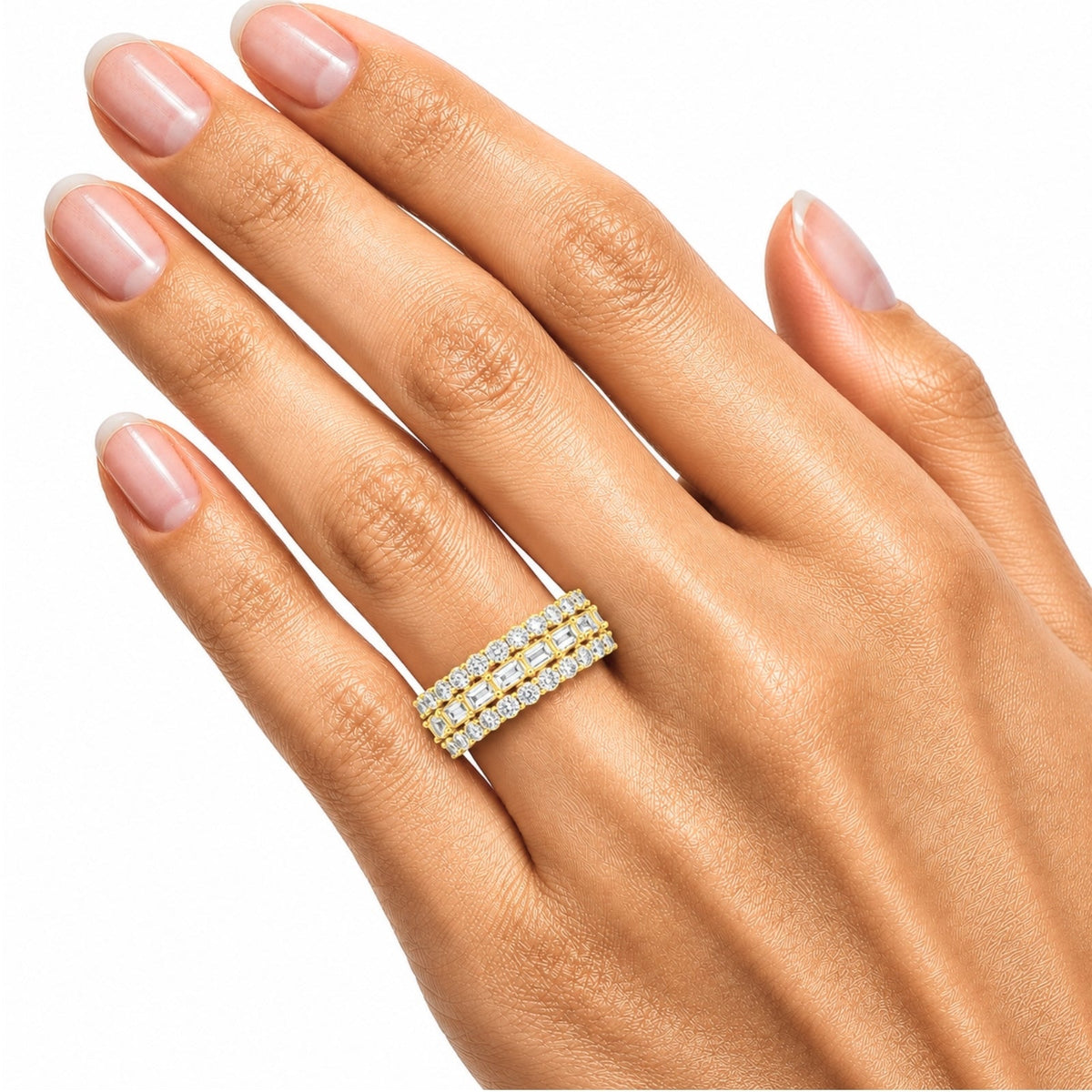 4.1 ct. T.W. Lab-Grown Diamond Round Band Wedding Ring in Sterling Silver or 14K Gold over Silver