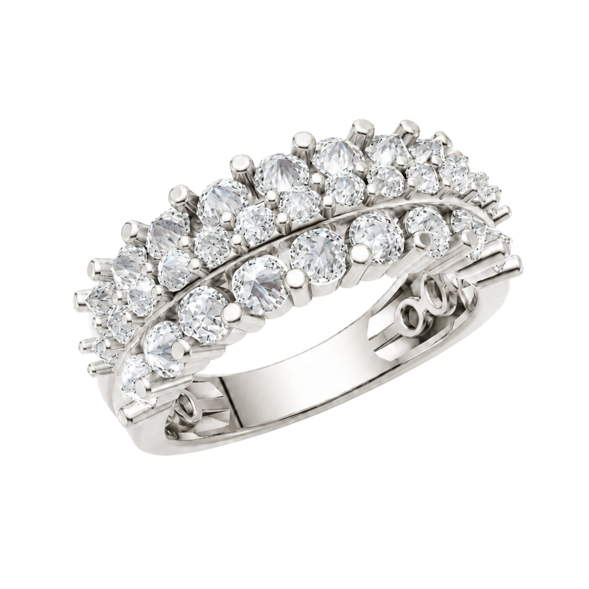 2 ct. T.W. Lab-Grown Diamond Round Band Wedding Ring in Sterling Silver