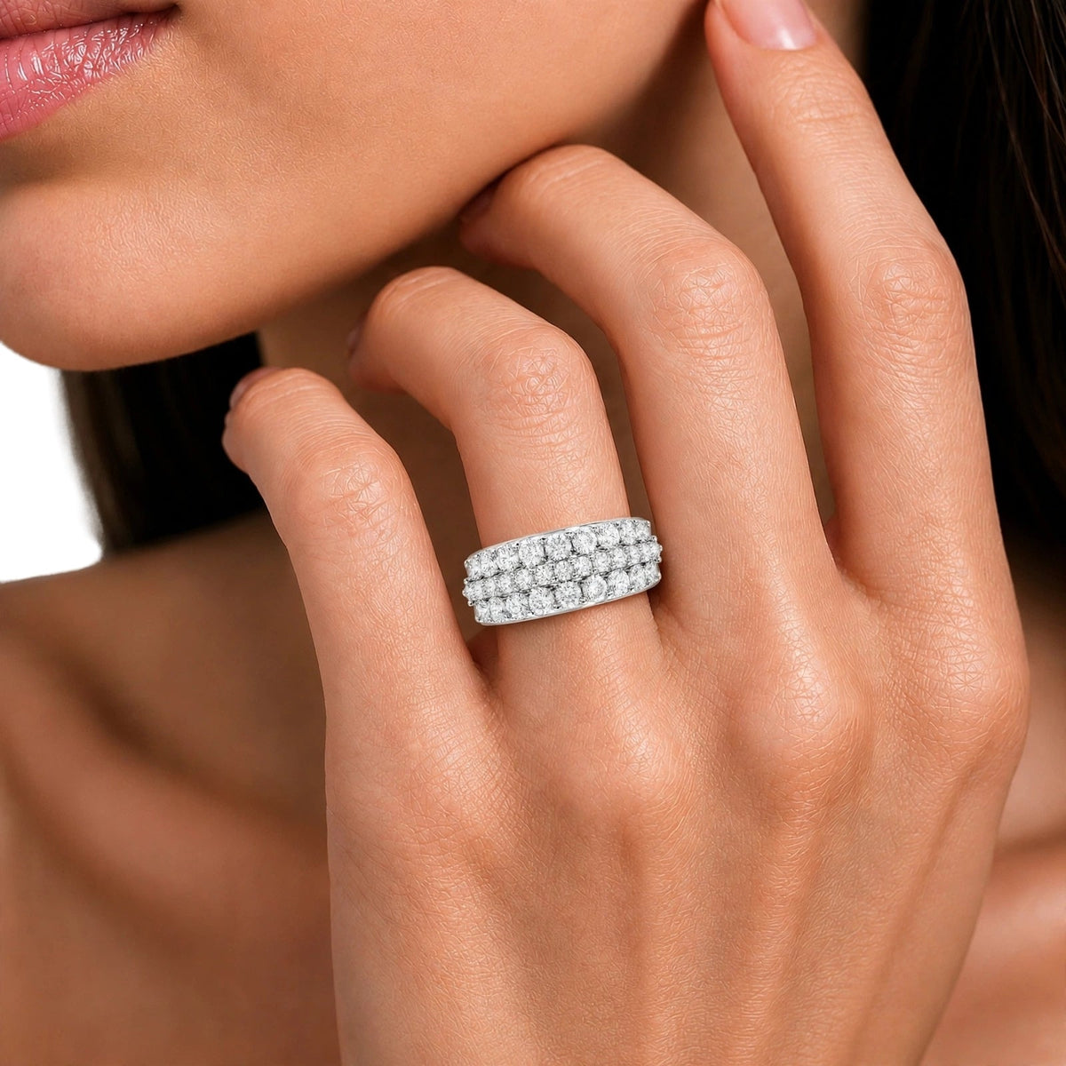 2 ct. T.W. Lab-Grown Diamond Round Band Wedding Ring in Sterling Silver