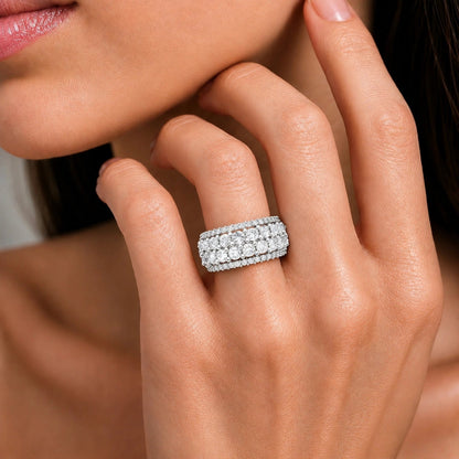 3 ct. T.W. Lab-Grown Diamond Round Band Wedding Ring in Sterling Silver
