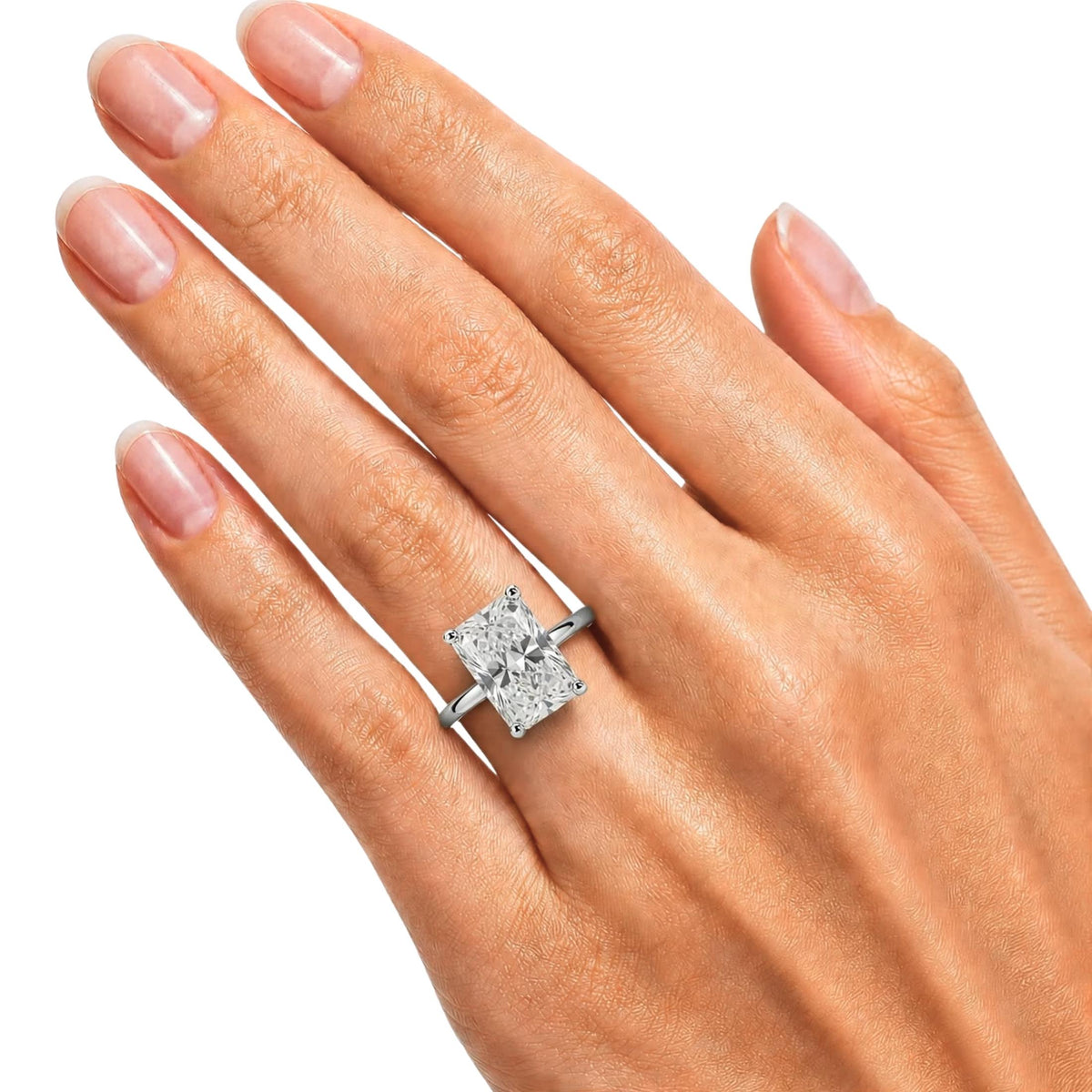 Lab-Grown Diamond Radiant Cut Solitaire Engagement Ring in 14K White Gold or 14K Yellow Gold