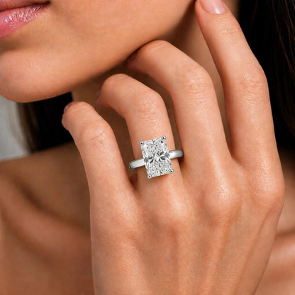 Lab-Grown Diamond Radiant Cut Solitaire Engagement Ring in 14K White Gold or 14K Yellow Gold