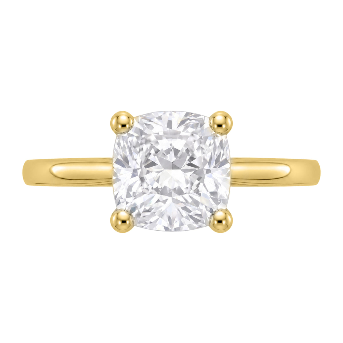 Lab-Grown Diamond Cushion Cut Solitaire Engagement Ring in 14K White Gold or 14K Yellow Gold