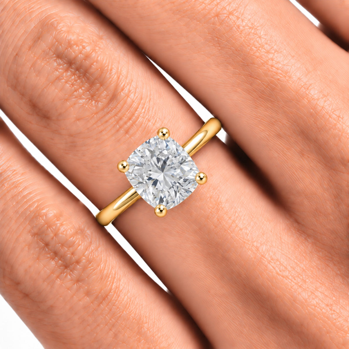 Lab-Grown Diamond Cushion Cut Solitaire Engagement Ring in 14K White Gold or 14K Yellow Gold