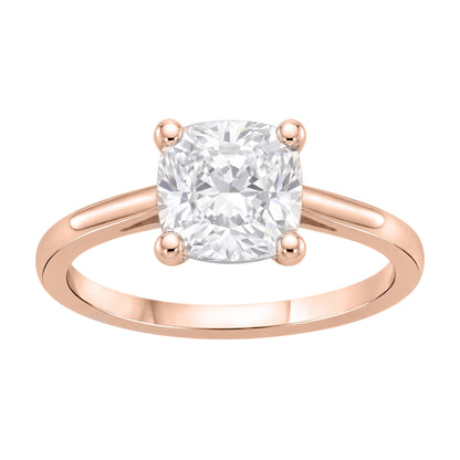 Lab-Grown Diamond Cushion Cut Solitaire Engagement Ring in 14K White Gold or 14K Yellow Gold