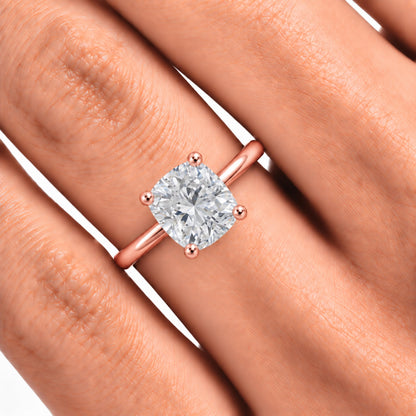 Lab-Grown Diamond Cushion Cut Solitaire Engagement Ring in 14K White Gold or 14K Yellow Gold