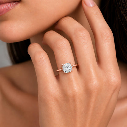 Lab-Grown Diamond Cushion Cut Solitaire Engagement Ring in 14K White Gold or 14K Yellow Gold