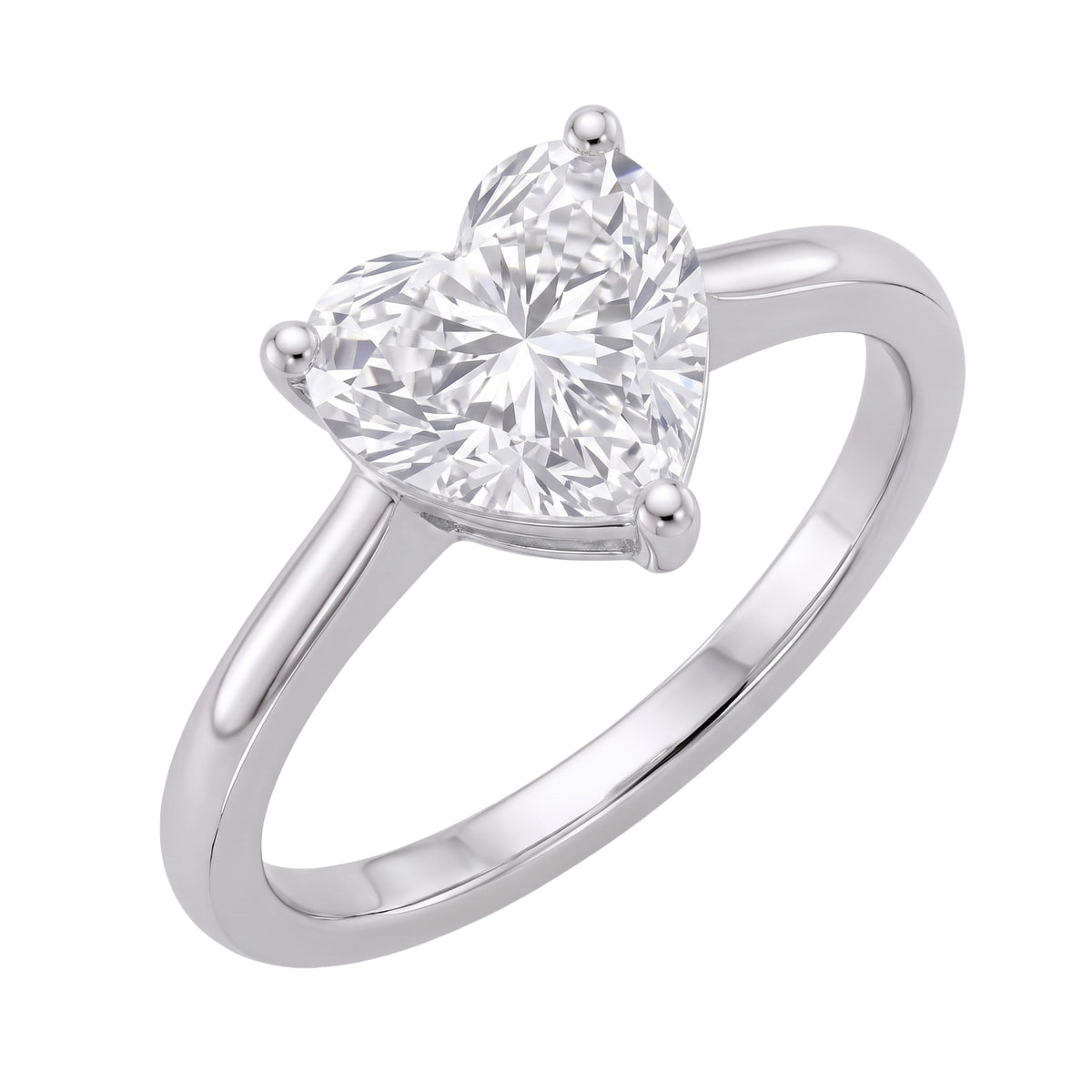 Lab-Grown Diamond Heart Cut Solitaire Engagement Ring in 14K White Gold or 14K Yellow Gold