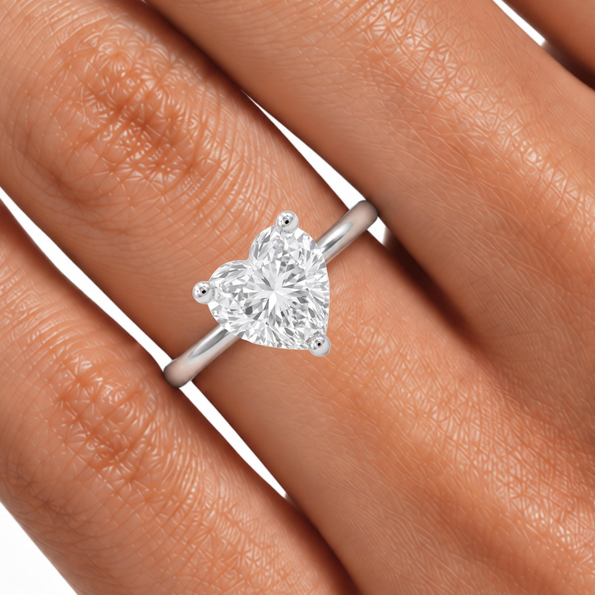 Lab-Grown Diamond Heart Cut Solitaire Engagement Ring in 14K White Gold or 14K Yellow Gold