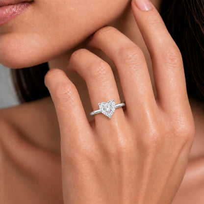 Lab-Grown Diamond Heart Cut Solitaire Engagement Ring in 14K White Gold or 14K Yellow Gold