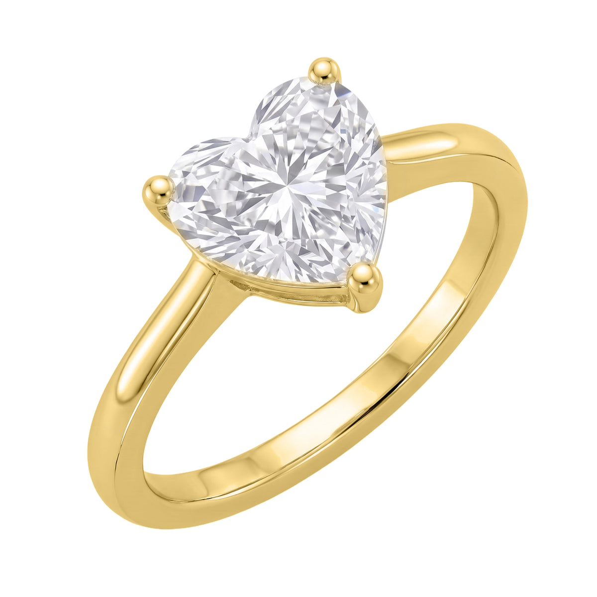 Lab-Grown Diamond Heart Cut Solitaire Engagement Ring in 14K White Gold or 14K Yellow Gold