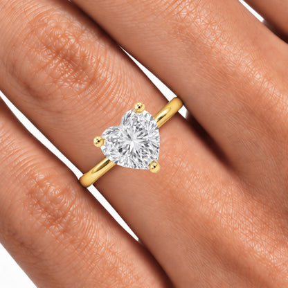 Lab-Grown Diamond Heart Cut Solitaire Engagement Ring in 14K White Gold or 14K Yellow Gold
