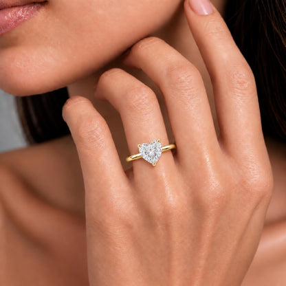 Lab-Grown Diamond Heart Cut Solitaire Engagement Ring in 14K White Gold or 14K Yellow Gold