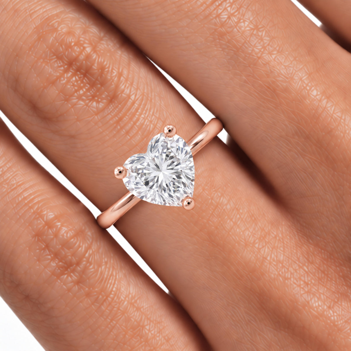 Lab-Grown Diamond Heart Cut Solitaire Engagement Ring in 14K White Gold or 14K Yellow Gold