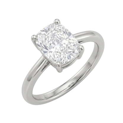Lab-Grown Diamond Long Cushion Cut Solitaire Engagement Ring in 14K White Gold or 14K Yellow Gold
