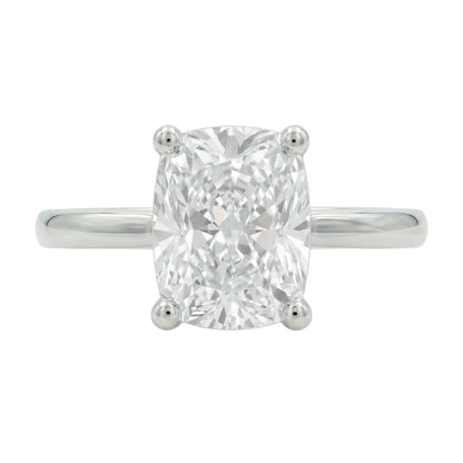 Lab-Grown Diamond Long Cushion Cut Solitaire Engagement Ring in 14K White Gold or 14K Yellow Gold