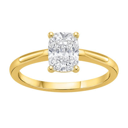 Lab-Grown Diamond Long Cushion Cut Solitaire Engagement Ring in 14K White Gold or 14K Yellow Gold