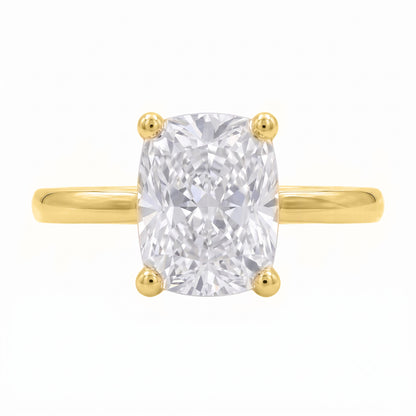 Lab-Grown Diamond Long Cushion Cut Solitaire Engagement Ring in 14K White Gold or 14K Yellow Gold