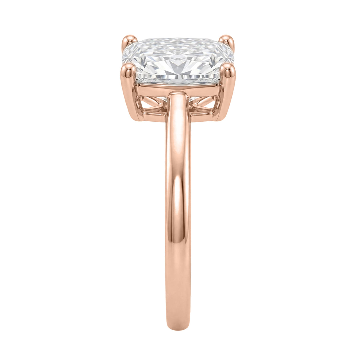 Lab-Grown Diamond Long Cushion Cut Solitaire Engagement Ring in 14K White Gold or 14K Yellow Gold