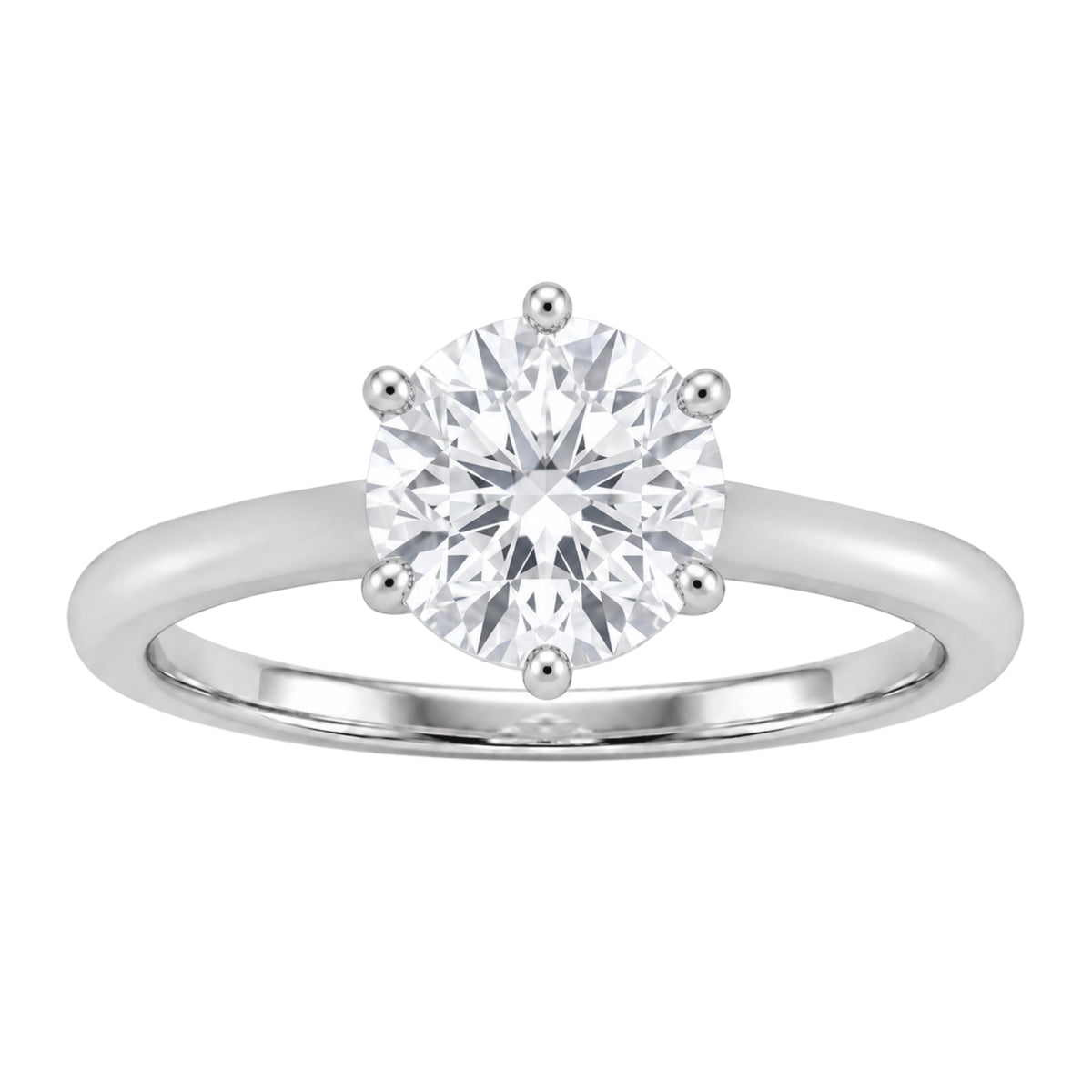Lab-Grown Diamond Round Cut Solitaire Engagement Ring in 14K White Gold or 14K Yellow Gold
