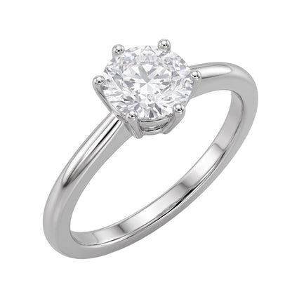 Lab-Grown Diamond Round Cut Solitaire Engagement Ring in 14K White Gold or 14K Yellow Gold