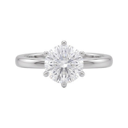 Lab-Grown Diamond Round Cut Solitaire Engagement Ring in 14K White Gold or 14K Yellow Gold