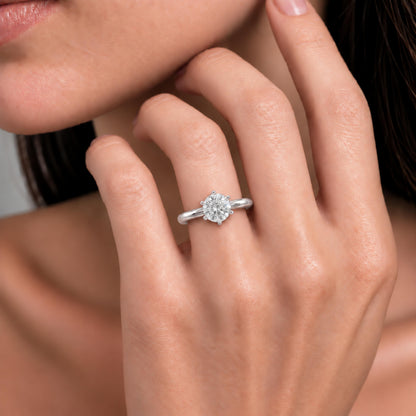 Lab-Grown Diamond Round Cut Solitaire Engagement Ring in 14K White Gold or 14K Yellow Gold