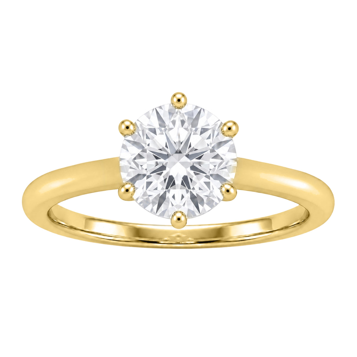 Lab-Grown Diamond Round Cut Solitaire Engagement Ring in 14K White Gold or 14K Yellow Gold