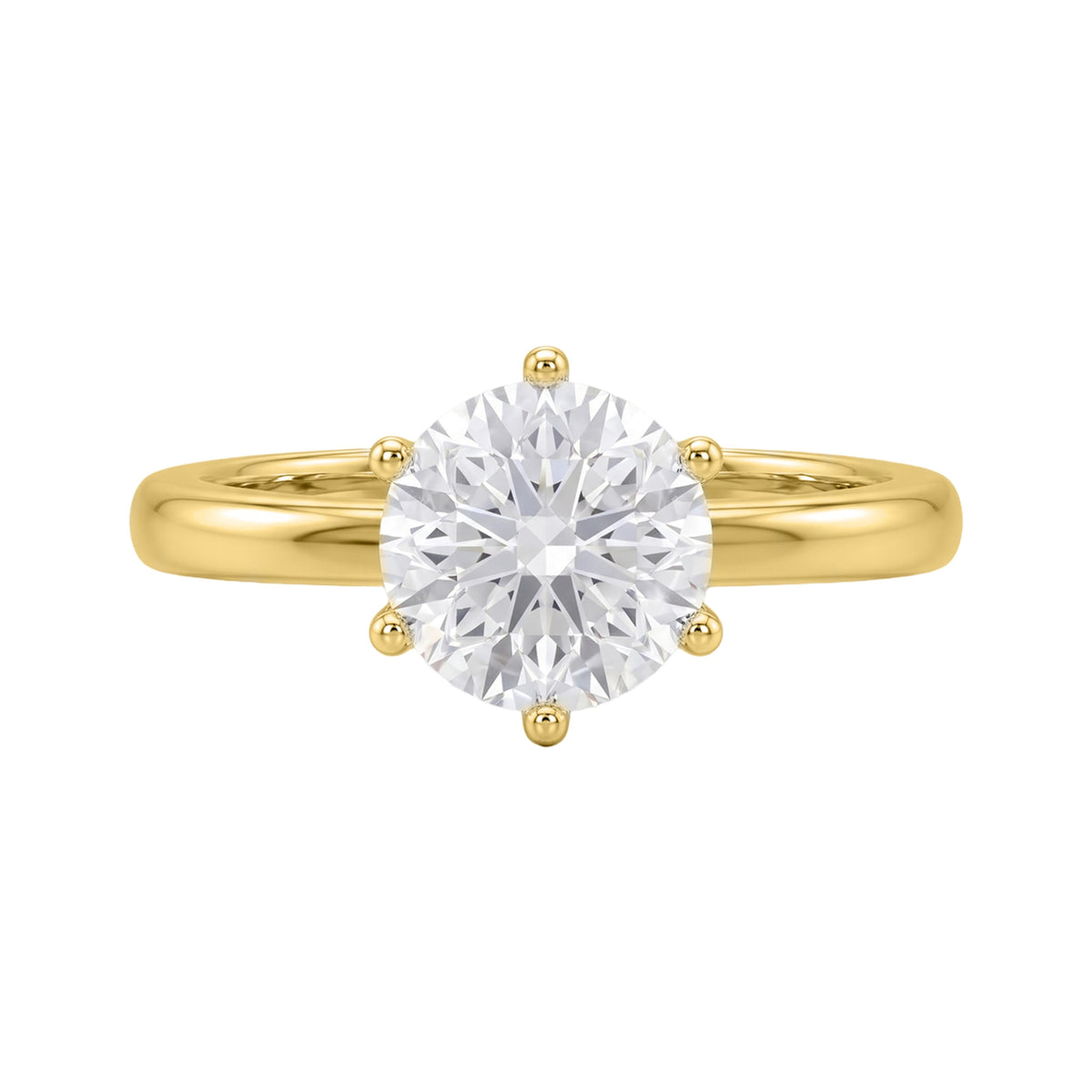 Lab-Grown Diamond Round Cut Solitaire Engagement Ring in 14K White Gold or 14K Yellow Gold