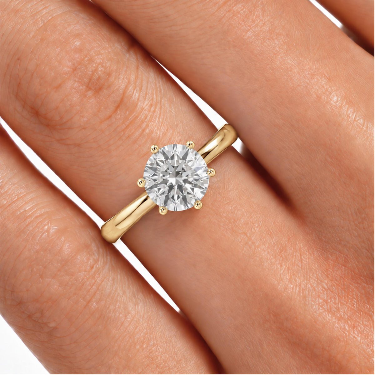 Lab-Grown Diamond Round Cut Solitaire Engagement Ring in 14K White Gold or 14K Yellow Gold