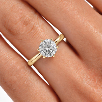 Lab-Grown Diamond Round Cut Solitaire Engagement Ring in 14K White Gold or 14K Yellow Gold
