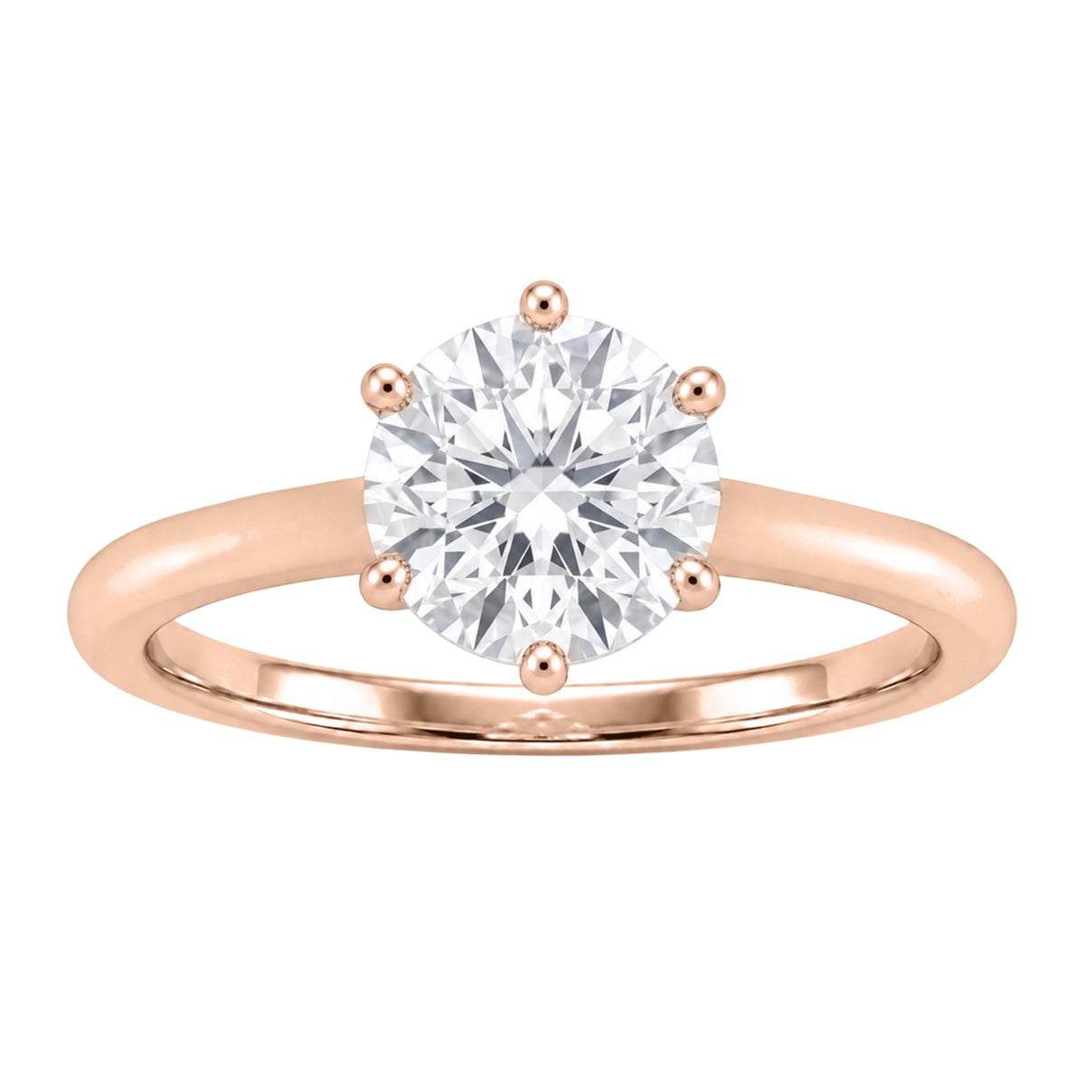 Lab-Grown Diamond Round Cut Solitaire Engagement Ring in 14K White Gold or 14K Yellow Gold