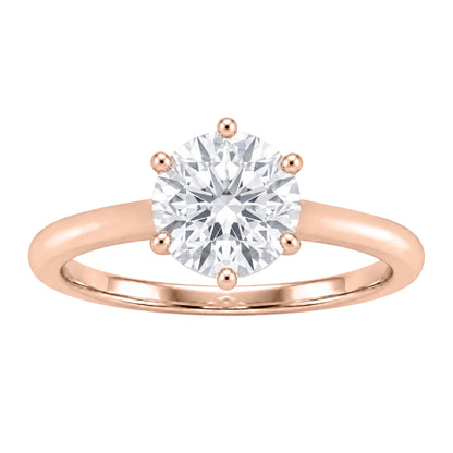 Lab-Grown Diamond Round Cut Solitaire Engagement Ring in 14K White Gold or 14K Yellow Gold