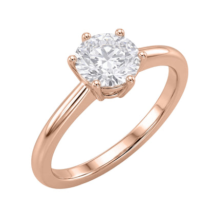 Lab-Grown Diamond Round Cut Solitaire Engagement Ring in 14K White Gold or 14K Yellow Gold