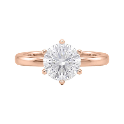 Lab-Grown Diamond Round Cut Solitaire Engagement Ring in 14K White Gold or 14K Yellow Gold