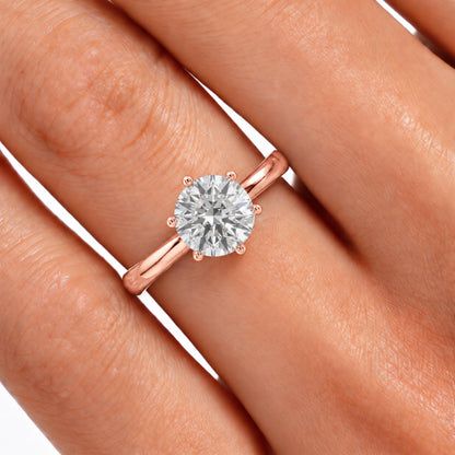 Lab-Grown Diamond Round Cut Solitaire Engagement Ring in 14K White Gold or 14K Yellow Gold