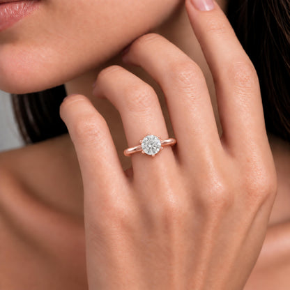 Lab-Grown Diamond Round Cut Solitaire Engagement Ring in 14K White Gold or 14K Yellow Gold