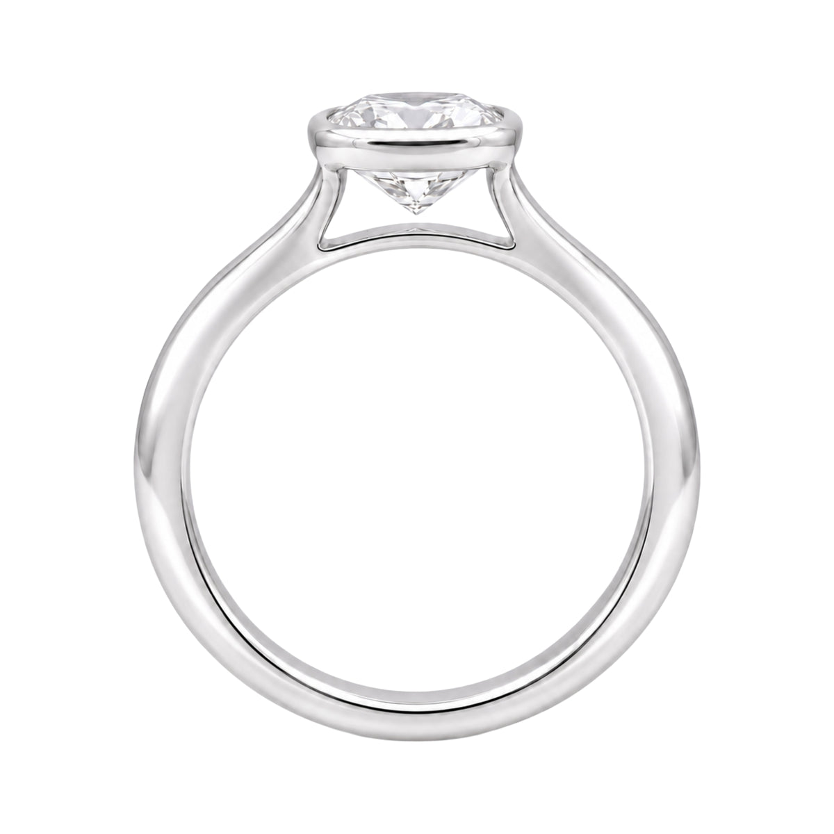 Lab-Grown Diamond Cushion Cut Solitaire Bezel Engagement Ring in 14K White Gold or 14K Yellow Gold