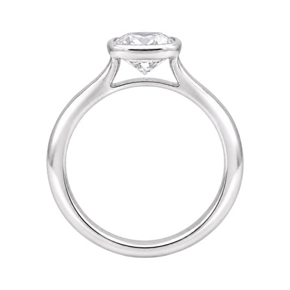 Lab-Grown Diamond Cushion Cut Solitaire Bezel Engagement Ring in 14K White Gold or 14K Yellow Gold