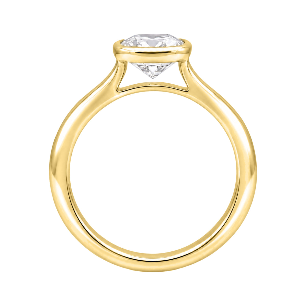 Lab-Grown Diamond Cushion Cut Solitaire Bezel Engagement Ring in 14K White Gold or 14K Yellow Gold