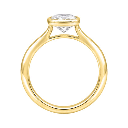 Lab-Grown Diamond Long Cushion Cut Solitaire Bezel Engagement Ring in 14K White Gold or 14K Yellow Gold