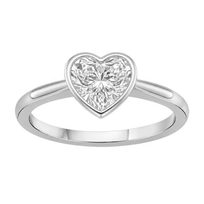 Lab-Grown Diamond Heart Cut Solitaire Bezel Engagement Ring in 14K White Gold or 14K Yellow Gold