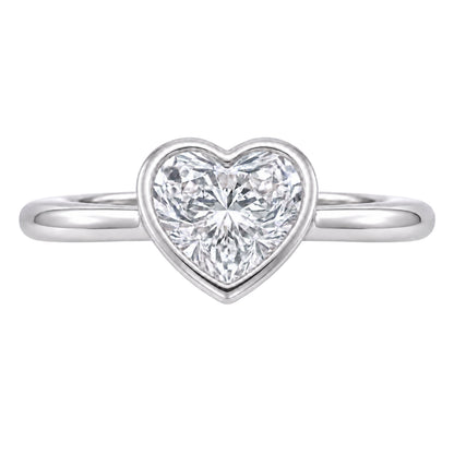 Lab-Grown Diamond Heart Cut Solitaire Bezel Engagement Ring in 14K White Gold or 14K Yellow Gold