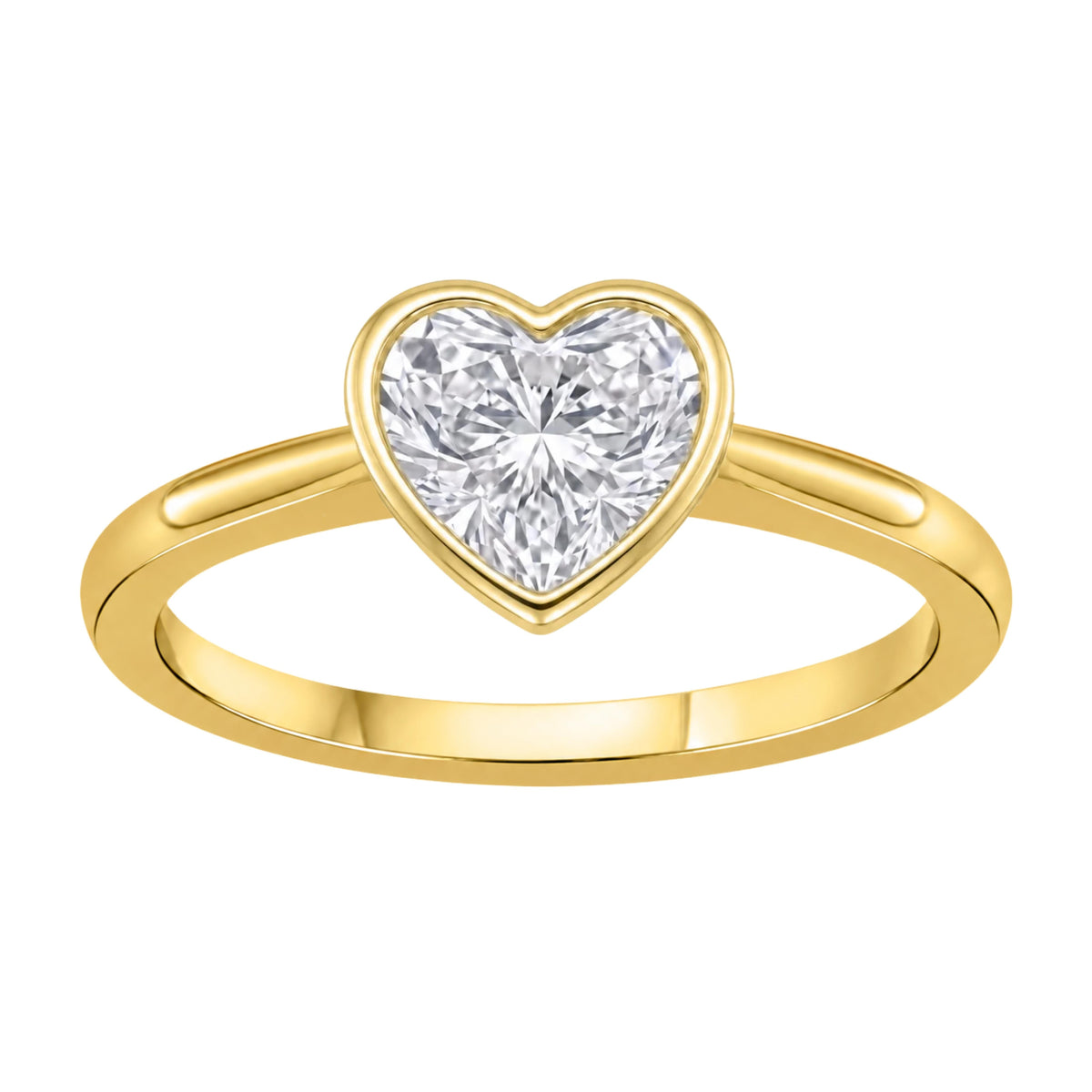 Lab-Grown Diamond Heart Cut Solitaire Bezel Engagement Ring in 14K White Gold or 14K Yellow Gold