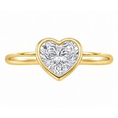 Lab-Grown Diamond Heart Cut Solitaire Bezel Engagement Ring in 14K White Gold or 14K Yellow Gold