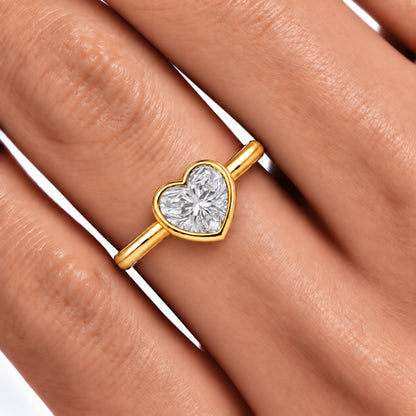 Lab-Grown Diamond Heart Cut Solitaire Bezel Engagement Ring in 14K White Gold or 14K Yellow Gold