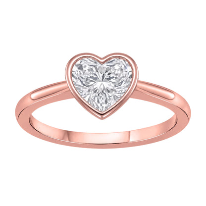 Lab-Grown Diamond Heart Cut Solitaire Bezel Engagement Ring in 14K White Gold or 14K Yellow Gold