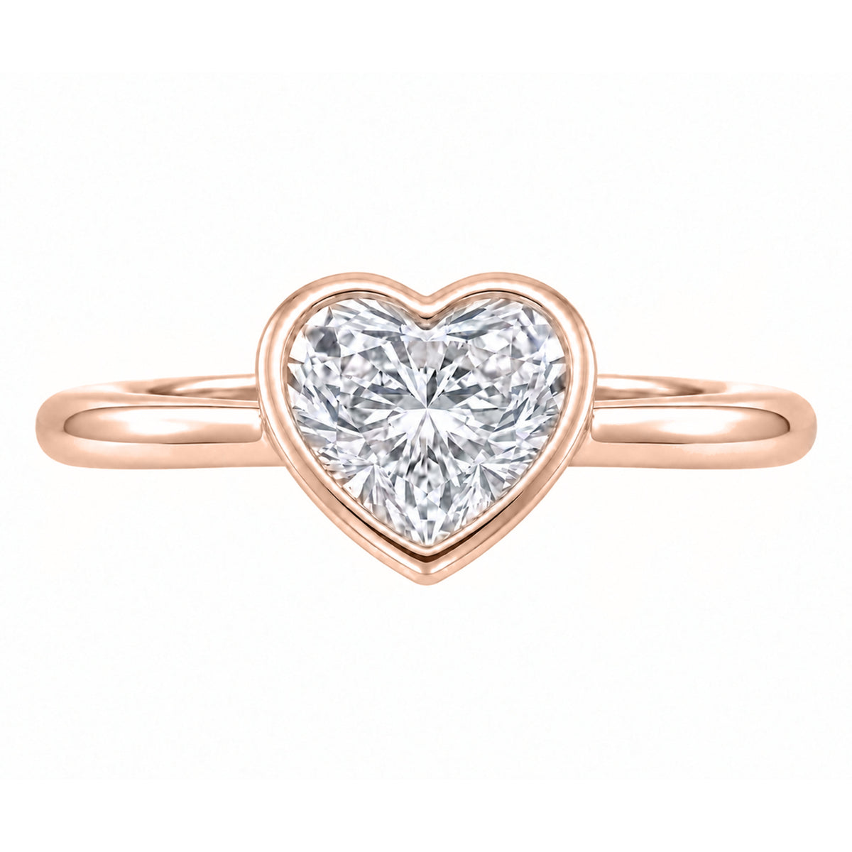 Lab-Grown Diamond Heart Cut Solitaire Bezel Engagement Ring in 14K White Gold or 14K Yellow Gold